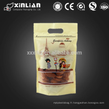 Fini matte auto stand up cheap cookie packaging with clear window